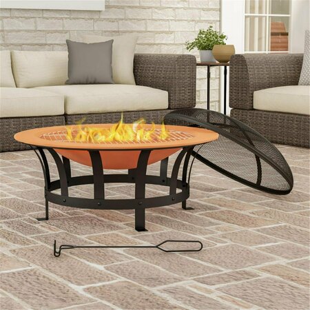 GRILLGEAR 30 in. Outdoor Deep Fire Pit Copper & Black GR3251362